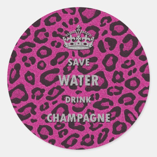 Sticker Rond Gilry chic Sauvez de l'eau boisson champagne blanc (Devant)