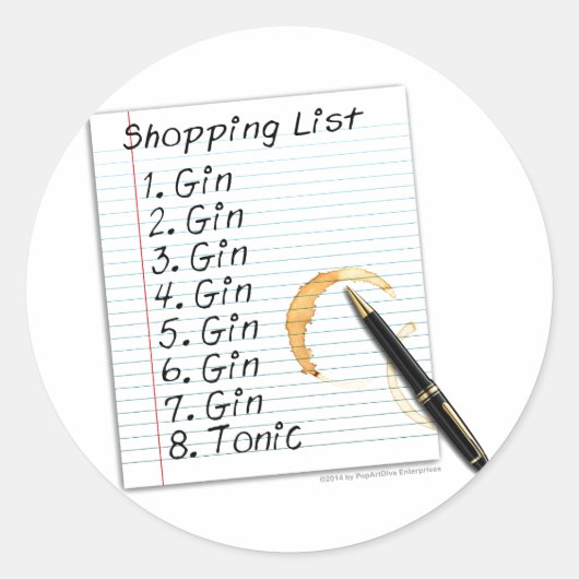 STICKER ROND GIN LOVERS SHOPPING LIST (Devant)