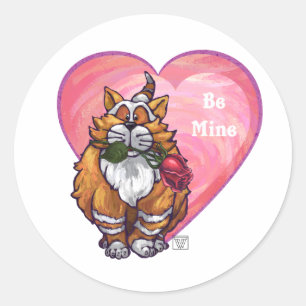 Sticker Rond Ginger Cat Saint-Valentin