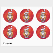 Sticker Rond Ginger Chat Noël Sur Rouge (Feuille)