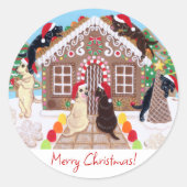 Sticker Rond Ginger Pread House Labradors Peinture (Devant)