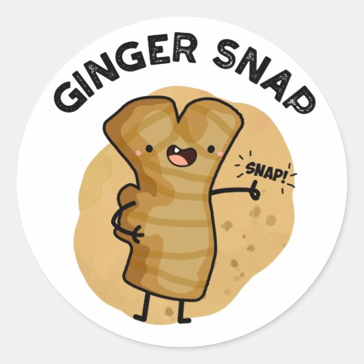 Sticker Rond Ginger Snap Funny Food Herb Spice Pun (Devant)