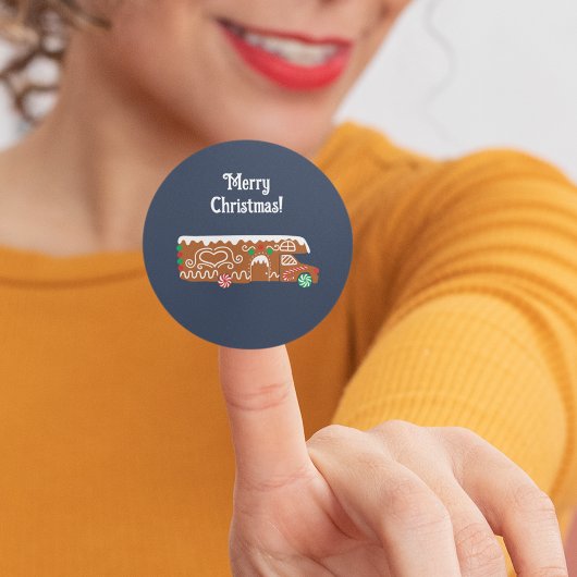 Sticker Rond Gingerbread camping-car de classe C pour Noël