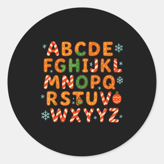 Sticker Rond Gingerbread Candy Cane Alphabet Christmas Letters  (Devant)