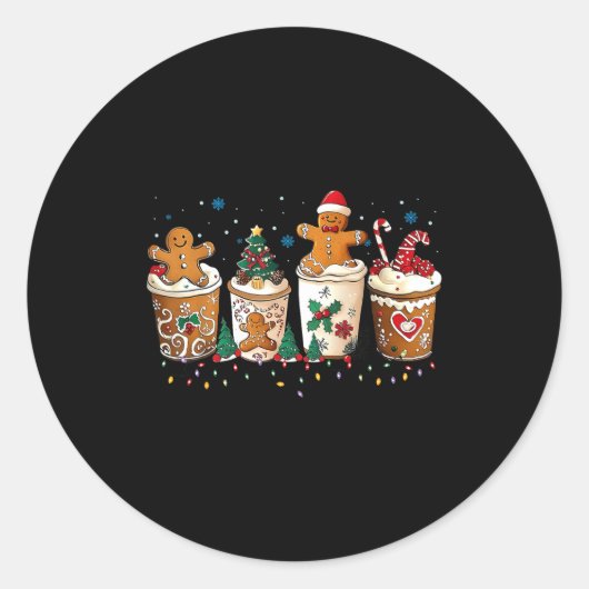 Sticker Rond Gingerbread Christmas Coffee Cute Sweet Winter Hol (Devant)