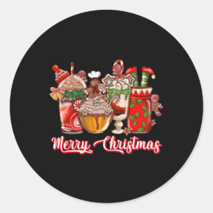Sticker Rond Gingerbread Cookie Christmas Coffee Cups Latte Dri