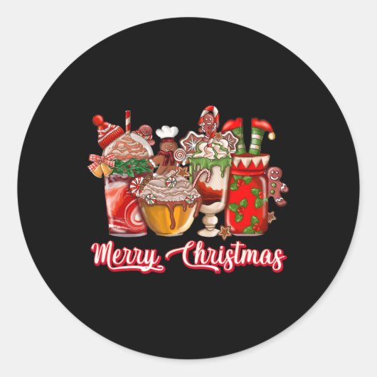 Sticker Rond Gingerbread Cookie Christmas Coffee Cups Latte Dri (Devant)