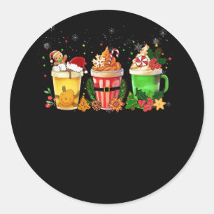 Sticker Rond Gingerbread Cookie Christmas Coffee Cups Latte Dri