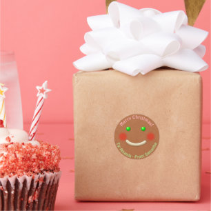 Sticker Rond Gingerbread Cookie Happy Face