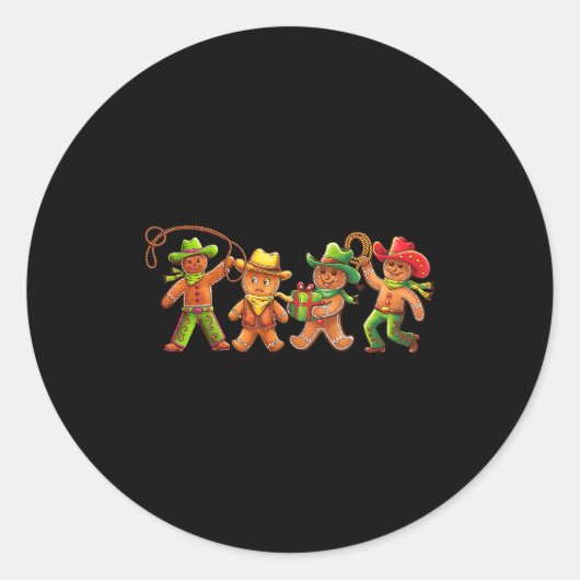 Sticker Rond Gingerbread Cowboy Christmas Cookie Baker Western (Devant)