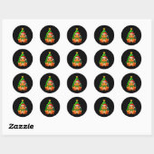 Sticker Rond Gingerbread Frog Wearing Santa Hat Christmas Tree (Feuille)