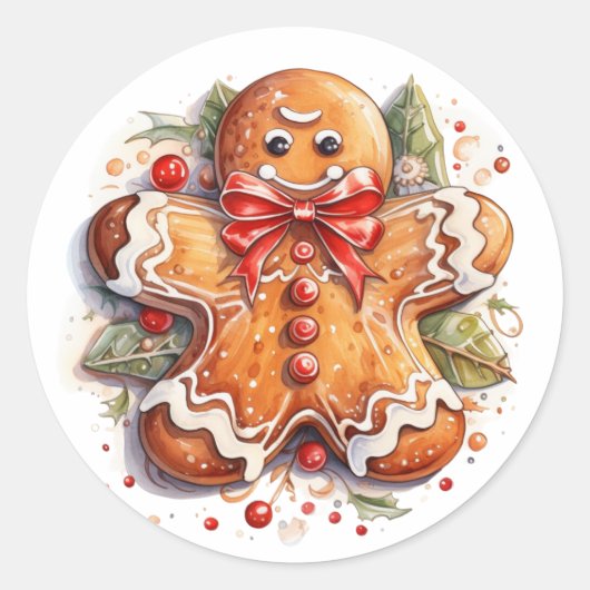 Sticker Rond Gingerbread Homme Cookie (Devant)