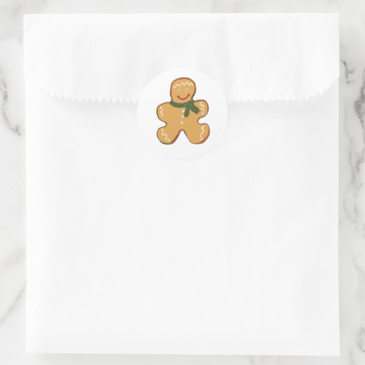 Sticker Rond Gingerbread Homme Cookie Design de Noël (Sac)
