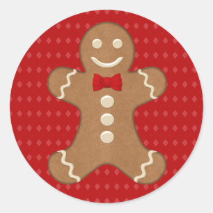 Sticker Rond Gingerbread Homme Cookie Holiday