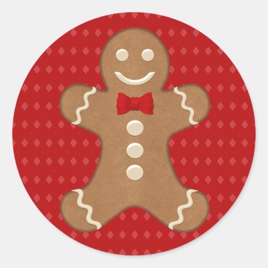 Sticker Rond Gingerbread Homme Cookie Holiday (Devant)