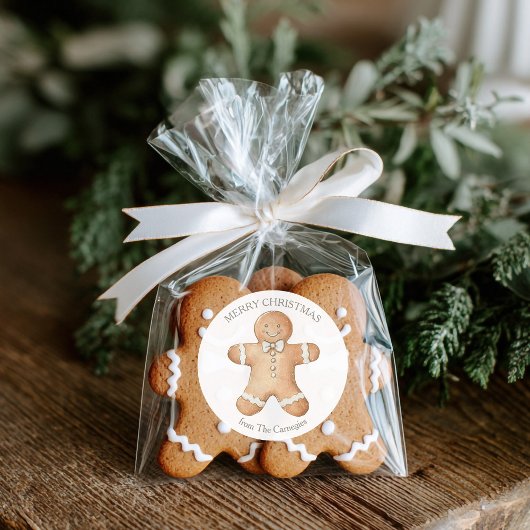 Sticker Rond Gingerbread Homme Joyeux Noël