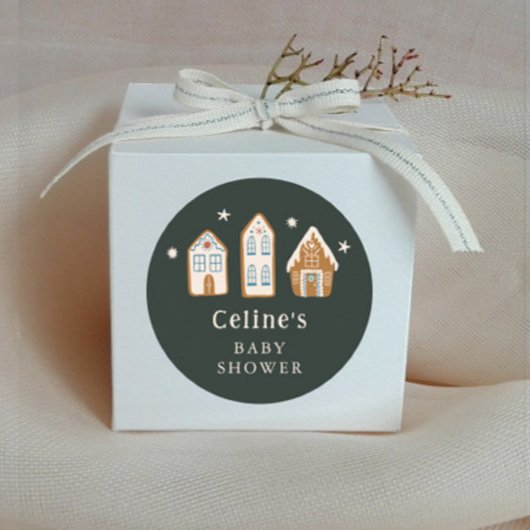 Sticker Rond Gingerbread House Boy Baby Shower Favor