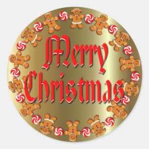 Sticker Rond GINGERBREAD KIDS WREATT by SHARON SHARPE