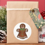 Sticker Rond Gingerbread Lady Woman Christmas Holiday Cookies<br><div class="desc">Design présente une illustration originale de délicieux biscuits en pain d'épices. Idéal pour les fêtes de Noël, les échanges de biscuits ou autres fêtes de fin d'année. Ce modèle homme en pain d'épices est également disponible sur d'autres produits. D'autres créations sur le thème des biscuits et de la nourriture sont...</div>