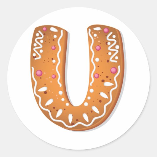 Sticker Rond Gingerbread Letter U Monogram Holiday Cookie (Devant)