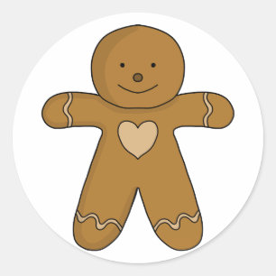 Sticker Rond GingerBread Man Christmas Cookie