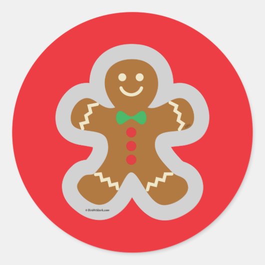 Sticker Rond Gingerbread Man Making The Angel In The Snow  (Devant)