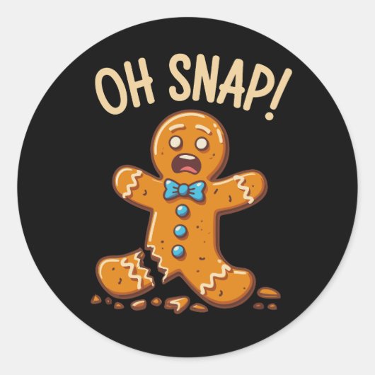 Sticker Rond Gingerbread Man Oh Snap Christmas Cookie Baking (Devant)