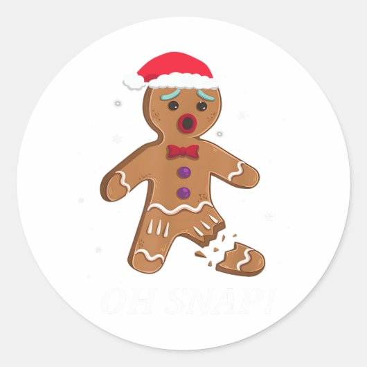 Sticker Rond Gingerbread Man Oh Snap Christmas Cookie Costume B (Devant)