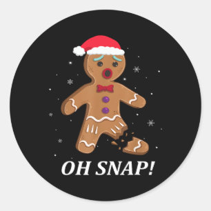 Sticker Rond Gingerbread Man Oh Snap Christmas Cookie Costume B