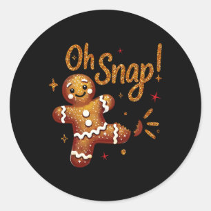 Sticker Rond Gingerbread Man Oh Snap Christmas Funny Cookie Byk