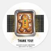 Sticker Rond Gingerbread Moderne dans un Bain Bébé Shower (Devant)