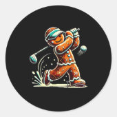 Sticker Rond Gingerbread Playing Golf Ball Christmas Golf Lover (Devant)