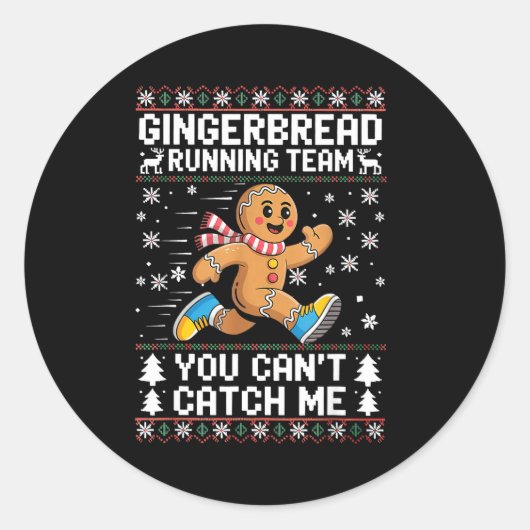 Sticker Rond Gingerbread Running Team Christmas Run Runner Funn (Devant)