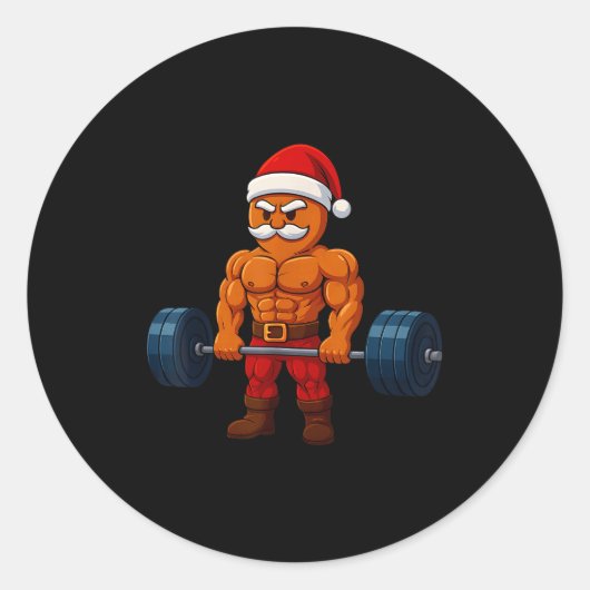 Sticker Rond Gingerbread Weightlifting Fitness Gym Workout Chri (Devant)