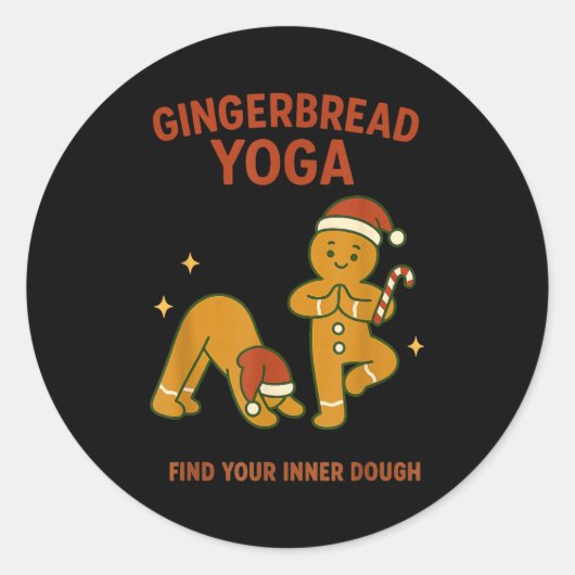 Sticker Rond Gingerbread Yoga – Fun Holiday “find Your Inner Do (Devant)