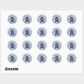 Sticker Rond Gingerman Noël hiver Candy Typographie BLEU (Feuille)