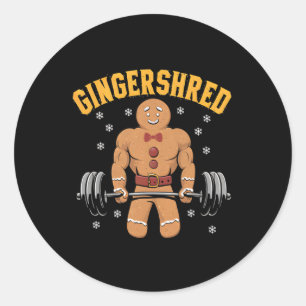 Sticker Rond Gingersher Funny Gingerbread Homme Gym Bodybuildin