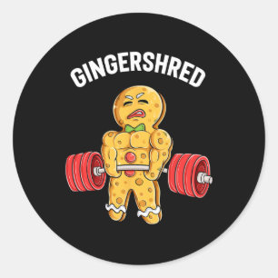 Sticker Rond Gingersher Funny Gingerbread Homme Gym Bodybuildin
