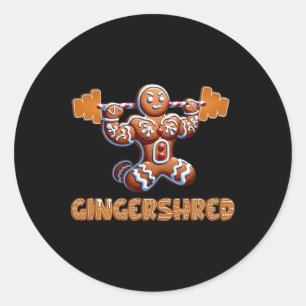 Sticker Rond Gingersher Funny Gingerbread Homme Gym Bodybuildin