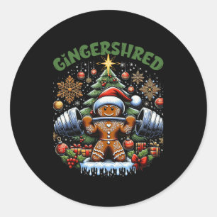 Sticker Rond Gingersher Funny Gingerbread Homme Gym Bodybuildin