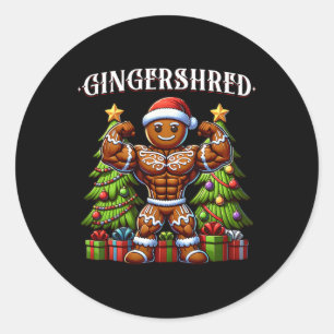 Sticker Rond Gingersher Funny Gingerbread Homme Gym Bodybuildin