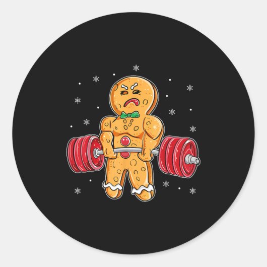 Sticker Rond Gingershred Funny Gingerbread Man Gym Bodybuilding (Devant)