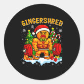Sticker Rond Gingershred Funny Gingerbread Man Gym Bodybuilding (Devant)