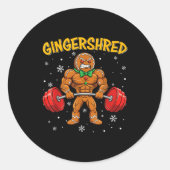 Sticker Rond Gingershred Funny Gingerbread Man Gym Bodybuilding (Devant)