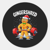 Sticker Rond Gingershred Funny Gingerbread Man Gym Bodybuilding (Devant)
