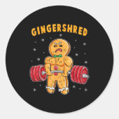 Sticker Rond Gingershred Funny Gingerbread Man Gym Bodybuilding (Devant)