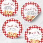 Sticker Rond Gingham Apple of Our Eye Baby Shower
