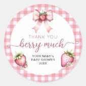 Sticker Rond Gingham baie douce baby shower (Devant)