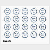 Sticker Rond Gingham Bleu Marine Merci (Feuille)