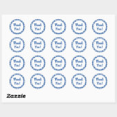 Sticker Rond Gingham Bleu Profond Merci (Feuille)